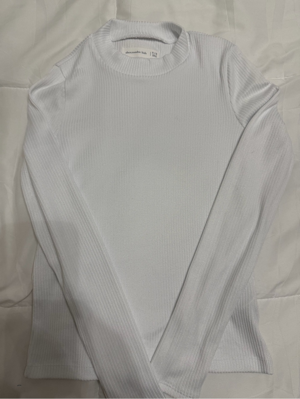 abercrombie kids White Ribbed Crewneck Top